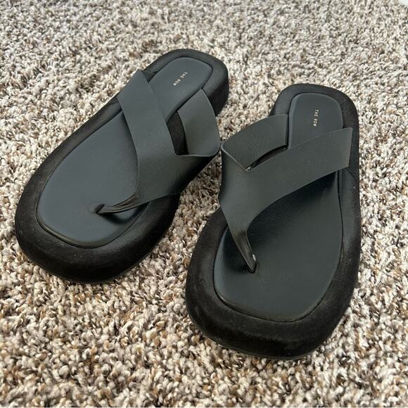 The Row Ginza Leather and Suede Platform Flip Flops - 40 - Picture 5 of 11